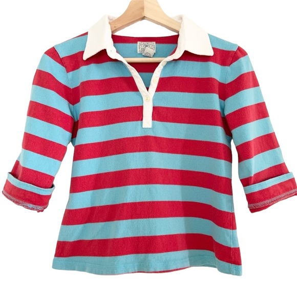 Lucky Brand Tops - Lucky Brand Top, 3/4 sleeve polo collar short with striped print size Medium.